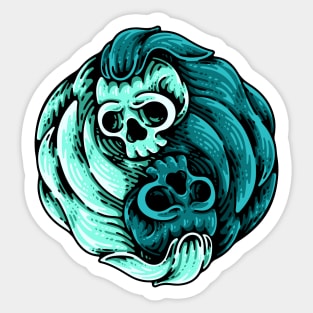 Yin Yang Skull Sticker